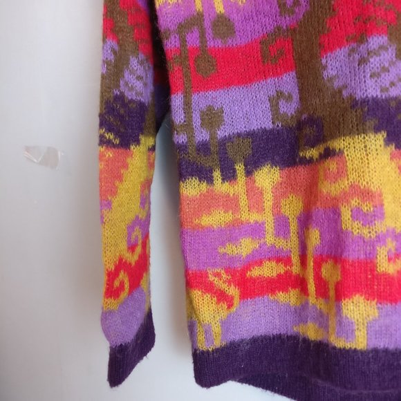 Luxuriously super soft Italian Mohair Wool blend Jacquard Sweater, Italian sz 48 - Picture 5 of 9